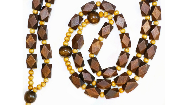Super and Holy Big Diamond Beads Sanctified Rosario Natural Wood Chain Jesus Cross XL Large 40" Wall Rosary