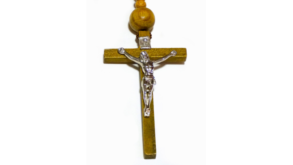 Super and Holy Big Diamond Beads Sanctified Rosario Natural Wood Chain Jesus Cross XL Large 40" Wall Rosary
