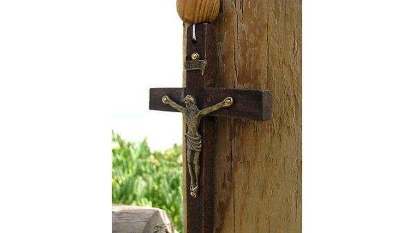 super and holy  big Beads santified rosario Natural wood Chain jesus cross xl large 40" wall rosary