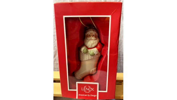 Vintage Lenox Santa Claus American by Design in a stocking Ornament , Only 1, Occasion Christmas, Features Santa