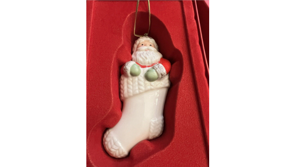 Vintage Lenox Santa Claus American by Design in a stocking Ornament , Only 1, Occasion Christmas, Features Santa
