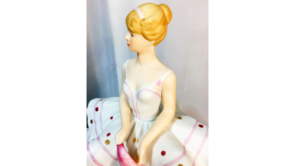 Vintage Ceramic Ballerina Music Box by Schmid 1988 Music Collectable 8 Inch