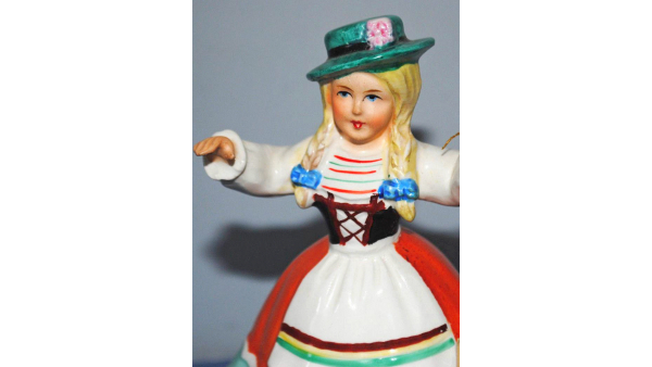 Vintage Schmid Porcelain German Dancing Girl 8” Figurine Music Box Works,  Material Ceramic & Porcelain Manufacture Japan