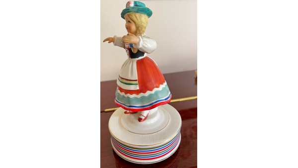 Vintage Schmid Porcelain German Dancing Girl 8” Figurine Music Box Works,  Material Ceramic & Porcelain Manufacture Japan