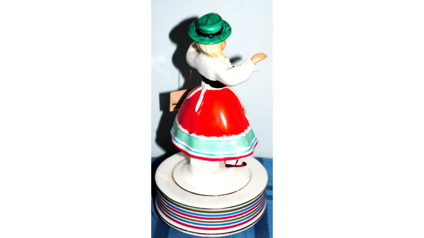 Vintage Schmid Porcelain German Dancing Girl 8” Figurine Music Box Works,  Material Ceramic & Porcelain Manufacture Japan