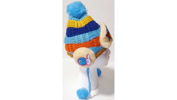Handmade Fashionable Women Hat Stretch Wool w/Warm Ear Covers Ideal for Winter Snow Ski FITS Any Size (Light Blue)