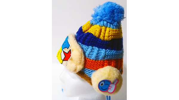 Handmade Fashionable Women Hat Stretch Wool w/Warm Ear Covers Ideal for Winter Snow Ski FITS Any Size (Light Blue)