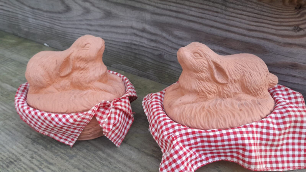 Antique Vintage Little Rabbit Bowl Bunny Rabbit Easter Clay Ceramic Bowl Home Easter Kitchen Home Vintage Terrina Cover Conejo de Arcilla