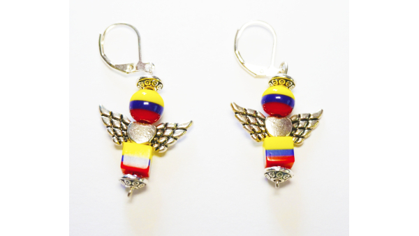 Colombiana hecha a mano pendientes angel cuentas tricolor hecho a mano abalorios regalo para su regalo para los hombres Aretes Tipico Unisex Joyeria impermeable