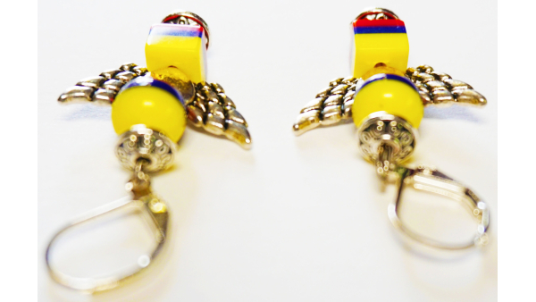 Colombiana hecha a mano pendientes angel cuentas tricolor hecho a mano abalorios regalo para su regalo para los hombres Aretes Tipico Unisex Joyeria impermeable