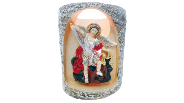 St Michael Candle Holder Tamaño: 4.5 pulgadas, San Miguel Arcangel Candelero Con Vela Vela 4.5 pulgadas