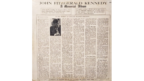 John F. Kennedy John Fitzgerald Kennedy A Original Memorial Album (1963) Vinilo LP JFK Presidente de EE. UU. Género Palabra hablada