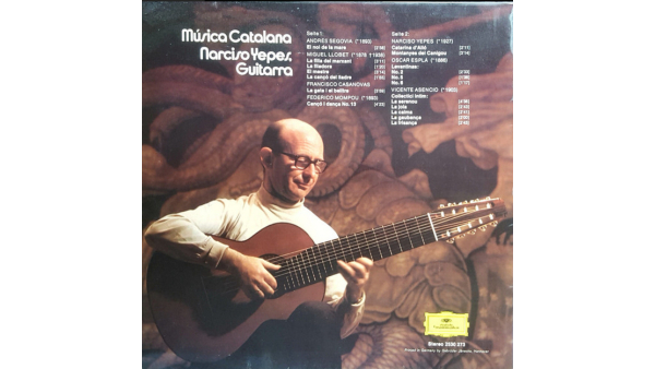 LP de Guitarra Clásica Vintage de Narciso Yepes Música Catalana LP 1972 Guitarrista Clásica Española