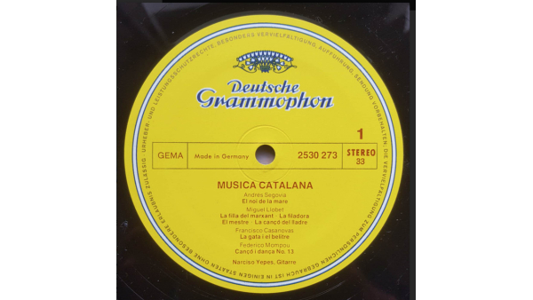 LP de Guitarra Clásica Vintage de Narciso Yepes Música Catalana LP 1972 Guitarrista Clásica Española