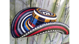 COLOMBIAN HANDMADE COLORED HAT SOMBRERO SINUANO VUELTIAO CAÑA ARROW 19 LAPS VUEL