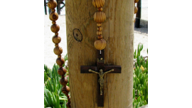 Jumbo Handmade Rosary Holy Big Beads Sanctified Wall Rosario Natural Wood Chain Jesus Cross XL Large 40" inch Wooden Crucifix Catholic Gift