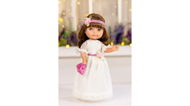 15-inch Small Full Body Baby Doll Washable Long Brown Hair All Vinyl Posable Realistic Fashion Doll Come with Cute Accessories