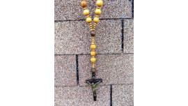 super and holy  big mix Beads santified rosario Natural wood Chain jesus cross xl large 42" wall rosary