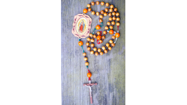 Jumbo hecho a mano rosario pared Santo gran cuenta centro de mesa Virgen Guadalupe cadena de madera Jesús Cruz XL grande 40 "pulgadas crucifijo de madera regalo católico