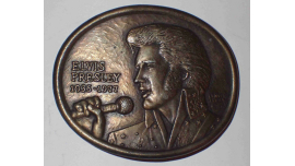 Vintage Primera Edición Oficial Elvis Presley Conmemorativo Hebilla de Cinturón Hebilla del Cinturón Conmemorativo Certificado Autenticidad