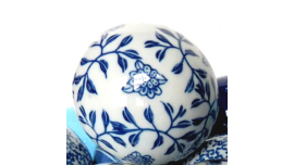 Bola de alfombra de cerámica vintage, azul oscuro floral, rojo, estilo Delft Vintage 3 piezas de porcelana decorativa centro de mesa bolas flotantes de cerámica.