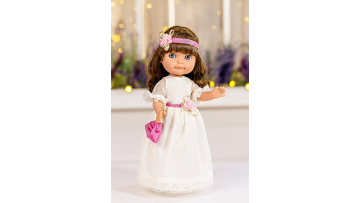 15-inch Small Full Body Baby Doll Washable Long Brown Hair All Vinyl Posable Realistic Fashion Doll Come with Cute Accessories