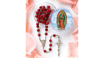 Catholic Devotional Steel Lady Guadalupe Rose Scented Devotional 19" long Papal Crucifix